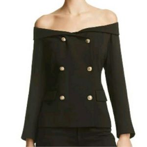Off The Shoulder Double Breasted Blazer